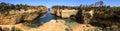 Panoramic view of Loch Ard Gorge, Great Ocean Road, Victoria, Australia Royalty Free Stock Photo